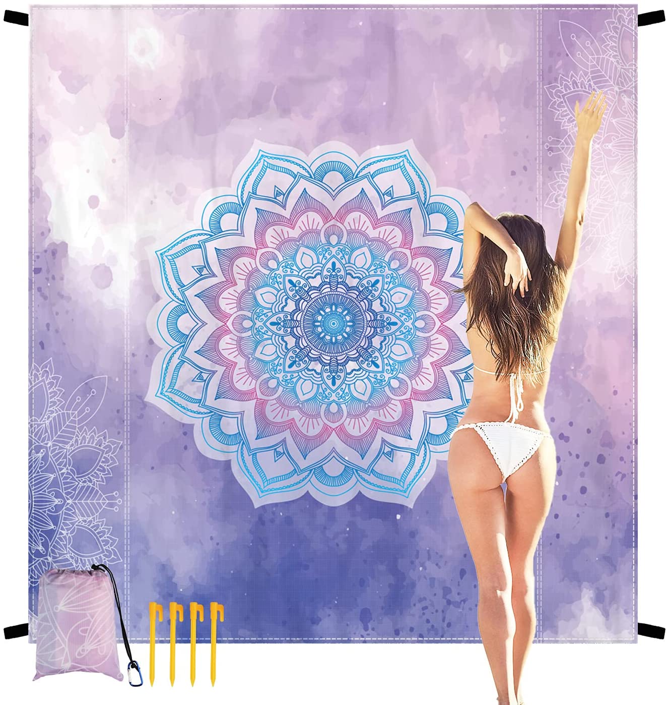 Custom Print Sand Free Beach Blanket Waterproof Beach Mat Portable Camping Mat