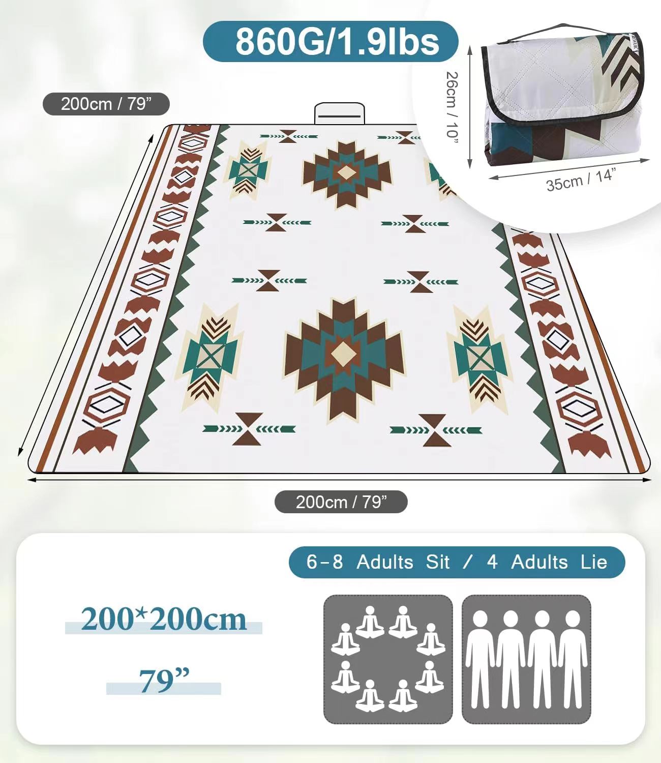  Large outdoor outdoor picnic mat waterproof beach camping Sand Proof Beach Blanket
