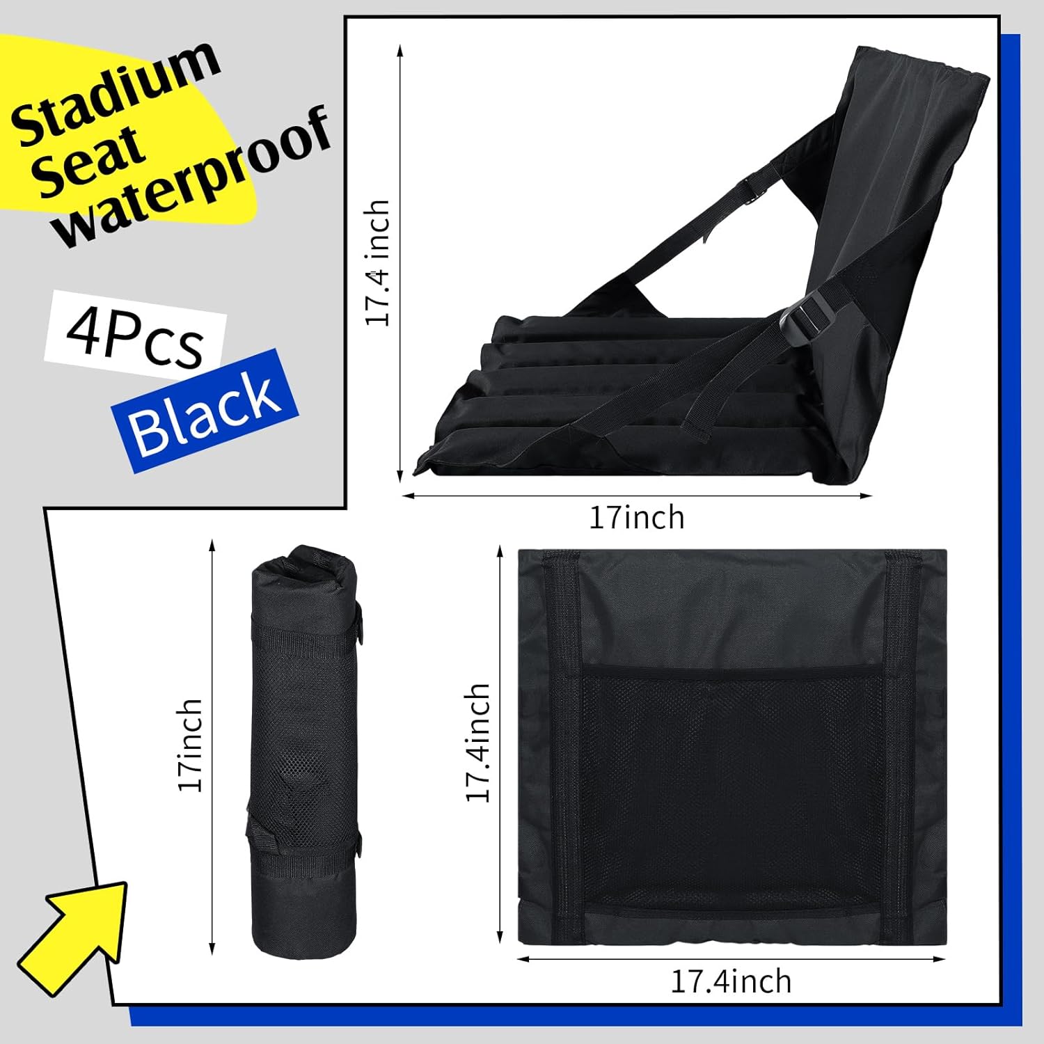 Floor Seats Ground Padded Camping Beach Mat Chair Foldable Camp Chair Portable Adjustable Backrest Folding Waterproof Fabric