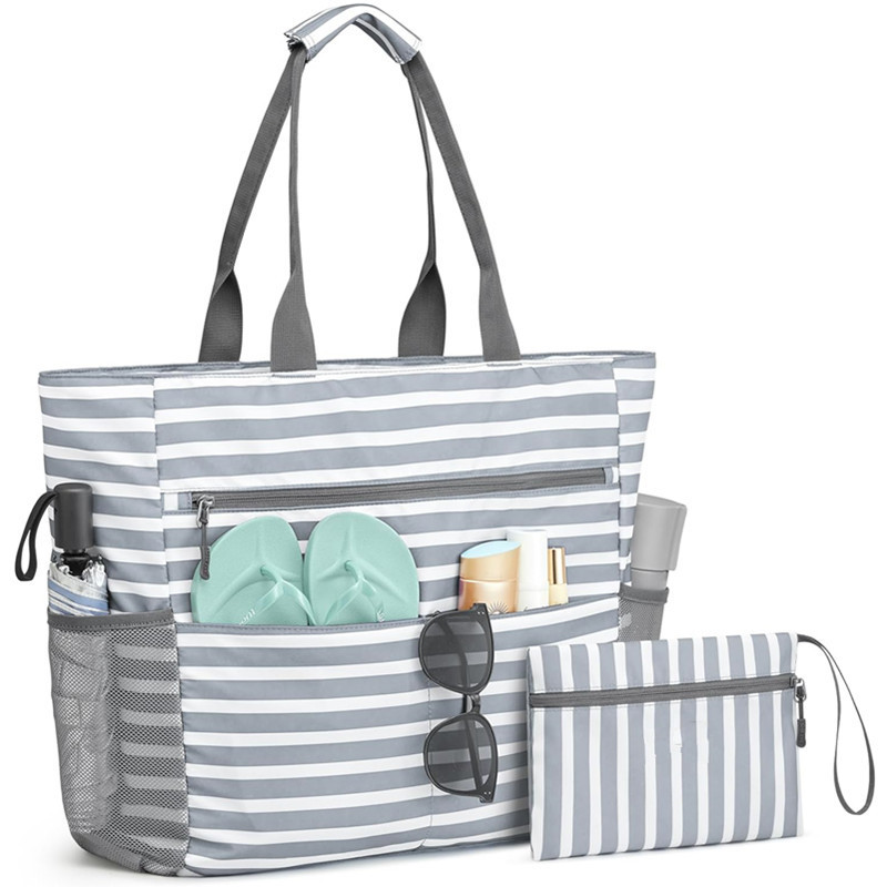 Beach Bag, Waterproof Sandproof Beach Tote Bag, Large Capacity Foldable Beach Bags for Women
