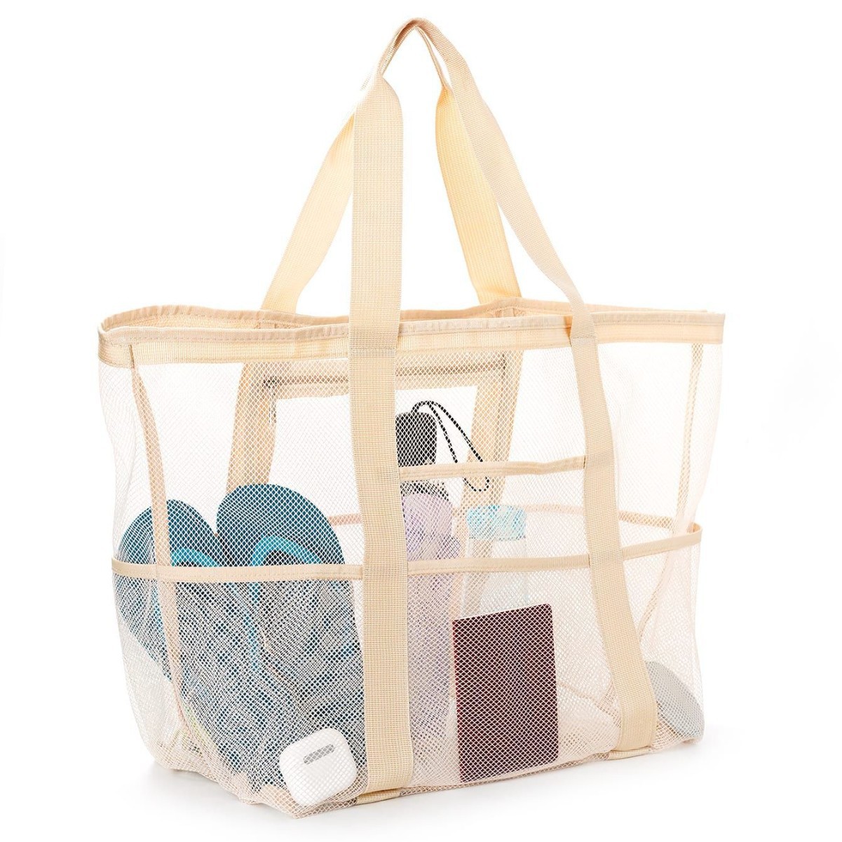 Mesh Beach Bag - Large Beach Tote Bag for Family Beach Bag for Toys & Vacation Essentials
