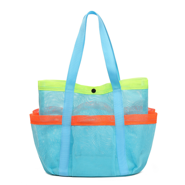 Mesh Beach Bag Family - Beach Tote 9 Pockets Beach Towel Bag