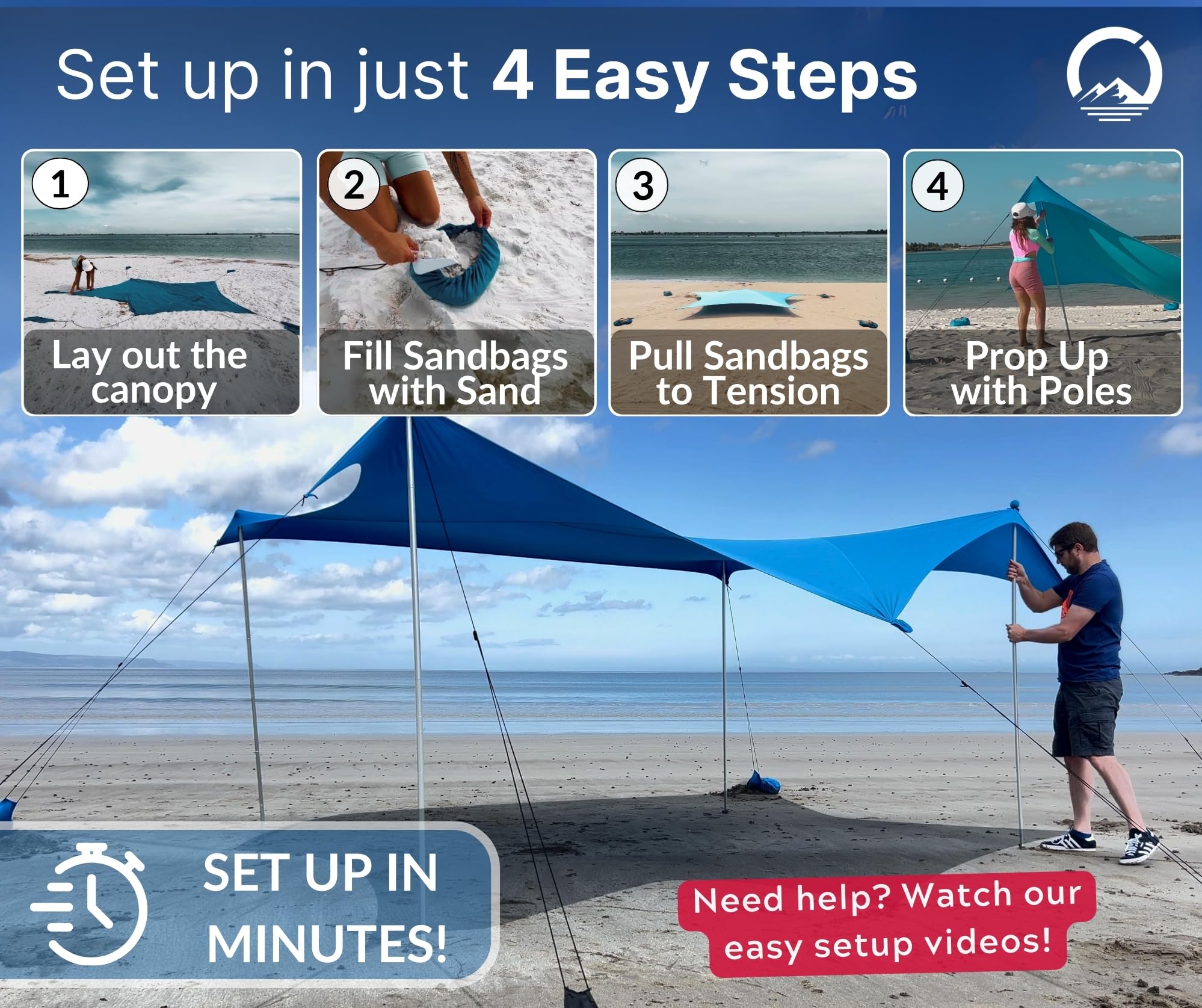 Wing Shade Beach Tent Sun Shelter - Large Portable 10x10 Pop Up Canopy