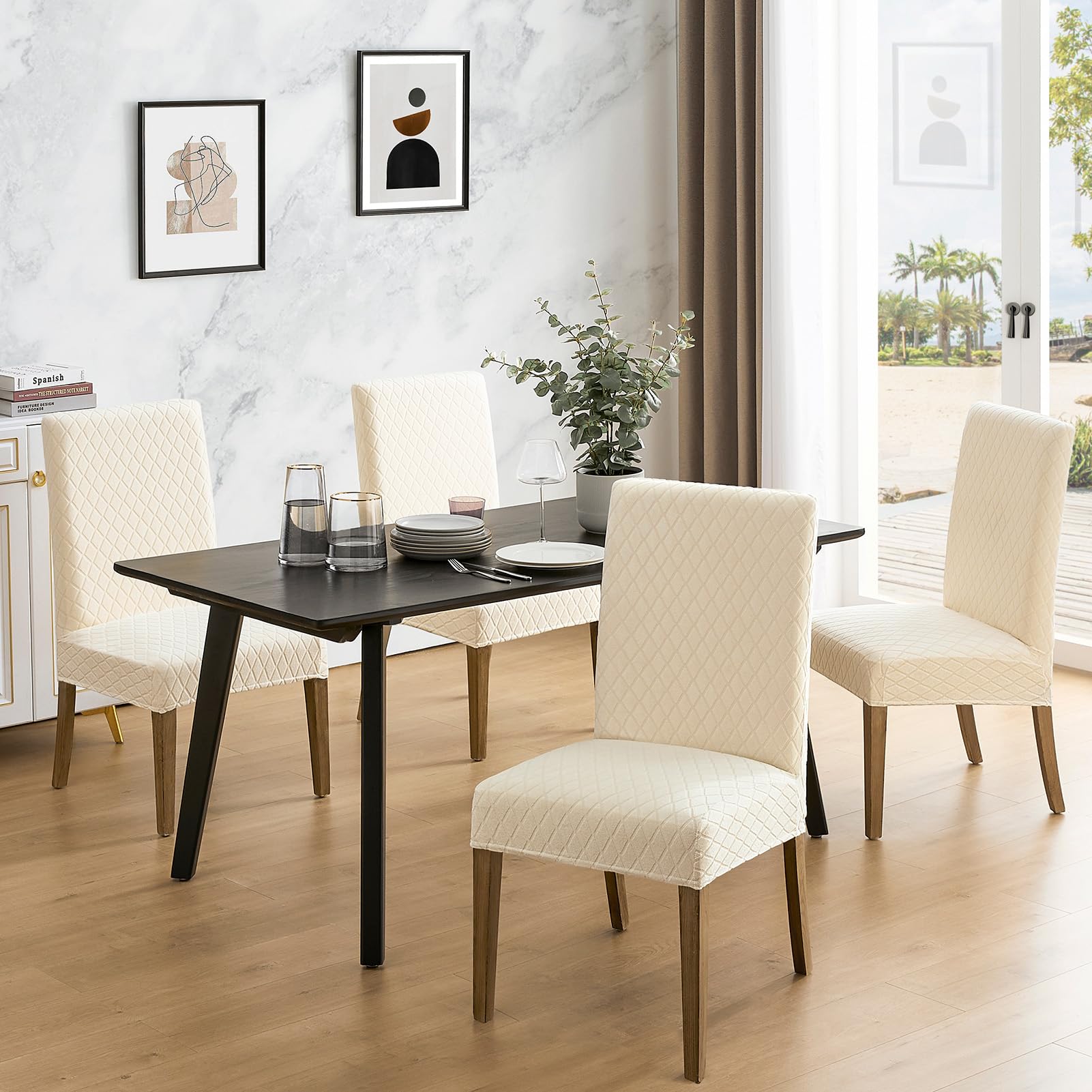 Covers Set of 6, Removable Washable Chair Covers for Dining Chairs
