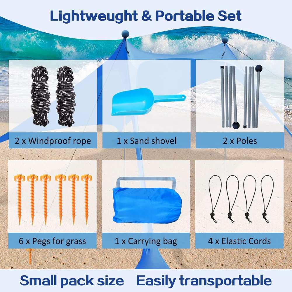  Lightweight Custom Adjustable Single Layer Portable Beach Tent 