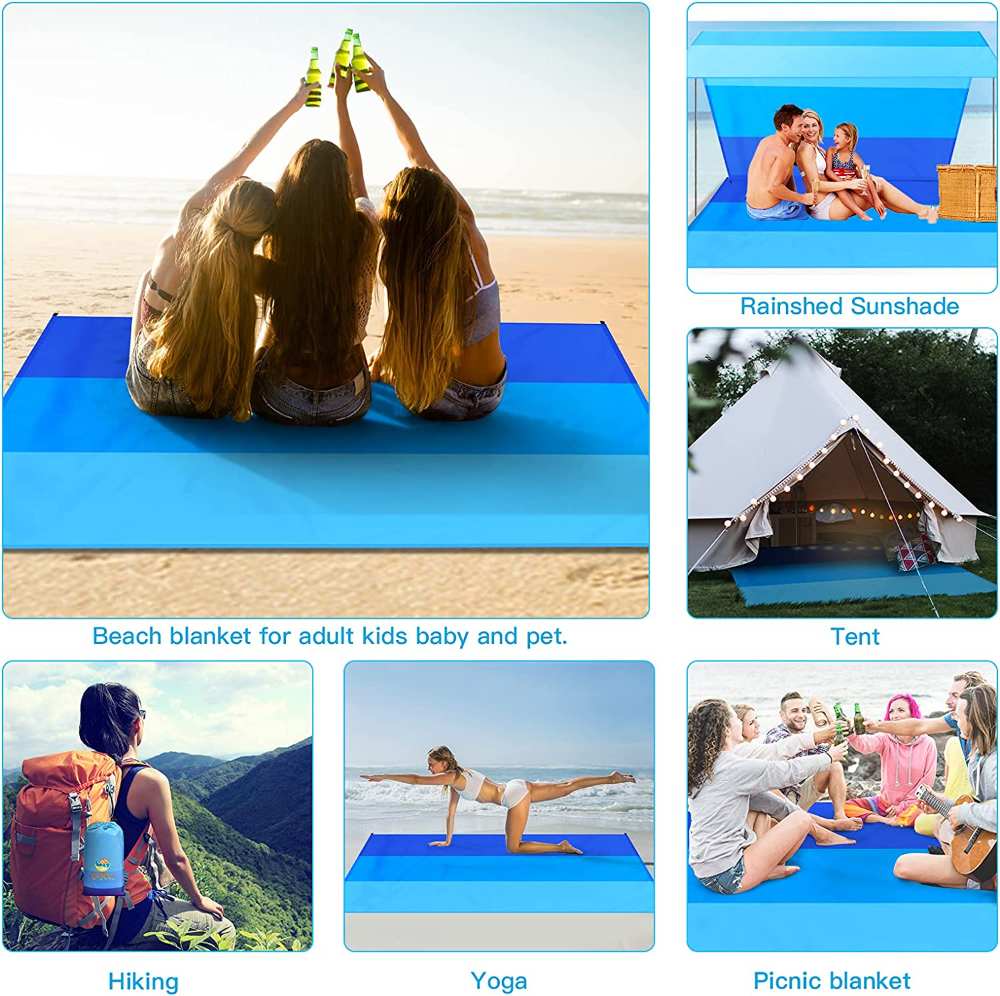 Outdoor Portable Sand Free Foldable Waterproof Camping Beach Mat Custom Logo Durable Sand Proof Beach Blanket