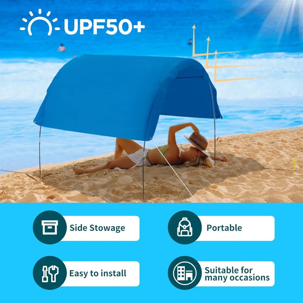 UPF50+ Beach Shade Shelter Sunshade Beach Tent Outdoor Portable Canopy Sunshade Beach Sun Shade Tent