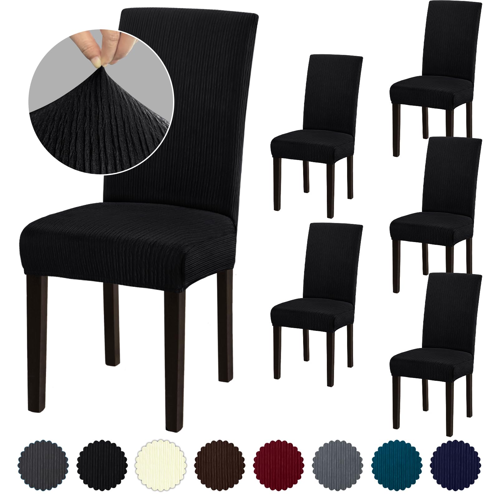 Covers Set of 6, Removable Washable Chair Covers for Dining Chairs