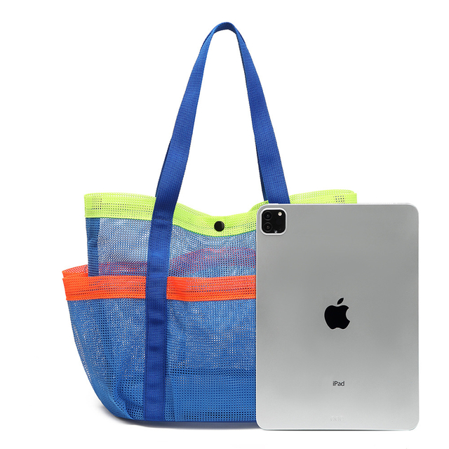Mesh Beach Bag Family - Beach Tote 9 Pockets Beach Towel Bag