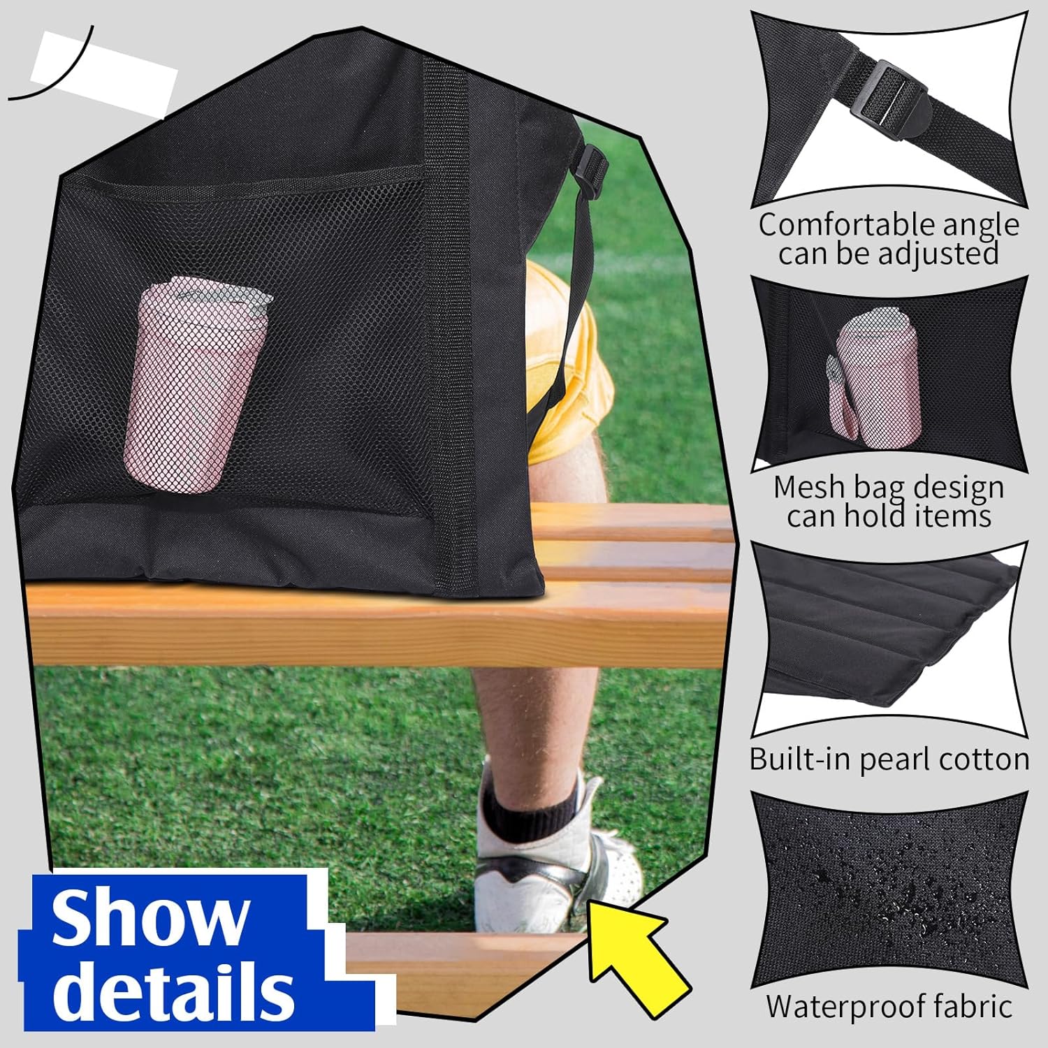 Floor Seats Ground Padded Camping Beach Mat Chair Foldable Camp Chair Portable Adjustable Backrest Folding Waterproof Fabric