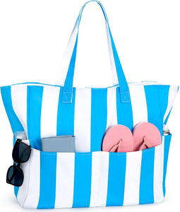 Beach Bag, Waterproof Sandproof Beach Tote Bag, Large Capacity Foldable Beach Bags for Women