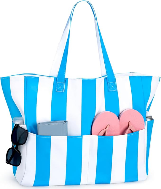 Beach Bag, Waterproof Sandproof Beach Tote Bag, Large Capacity Foldable Beach Bags for Women