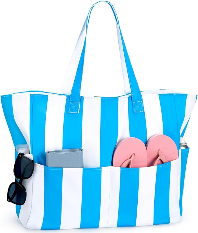 Beach Bag, Waterproof Sandproof Beach Tote Bag, Large Capacity Foldable Beach Bags for Women