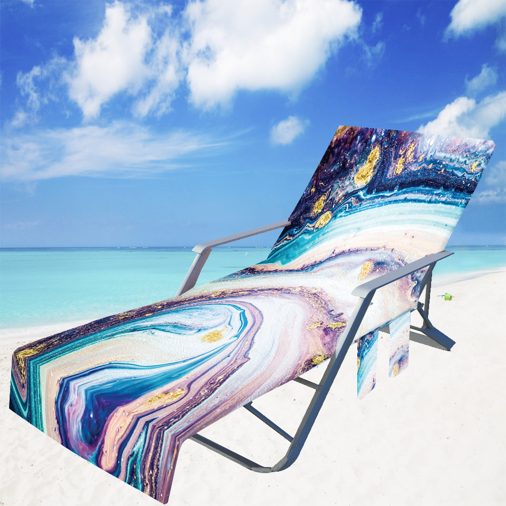 Lounge Chair Towel Cover Beach Chair Covers with 3 Pockets for Trips Beach Pool Garden Sunbathing Courtyard