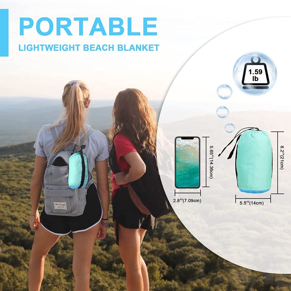 Oversized Eco Friendly Waterproof Folding Picnic Mat 200x210 Anti Sand Nylon Camping Beach Mat for Camping Accessories