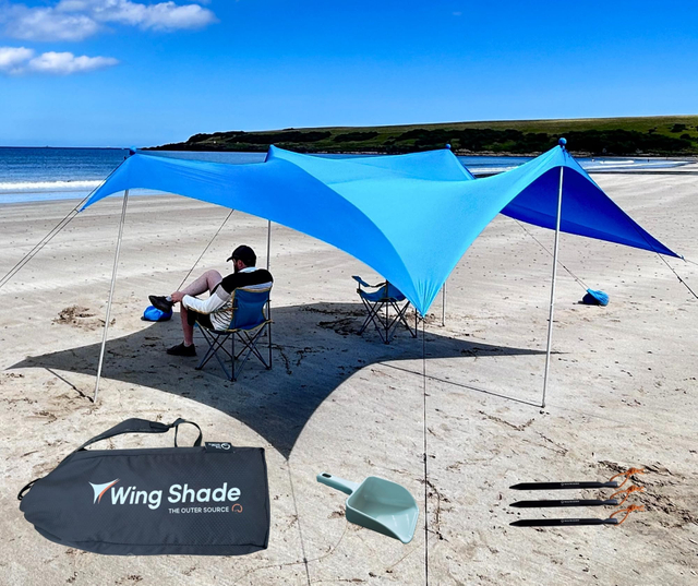 Wing Shade Beach Tent Sun Shelter - Large Portable 10x10 Pop Up Canopy