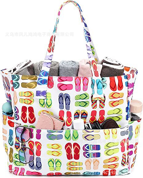 Beach Bag, Waterproof Sandproof Beach Tote Bag, Large Capacity Foldable Beach Bags for Women