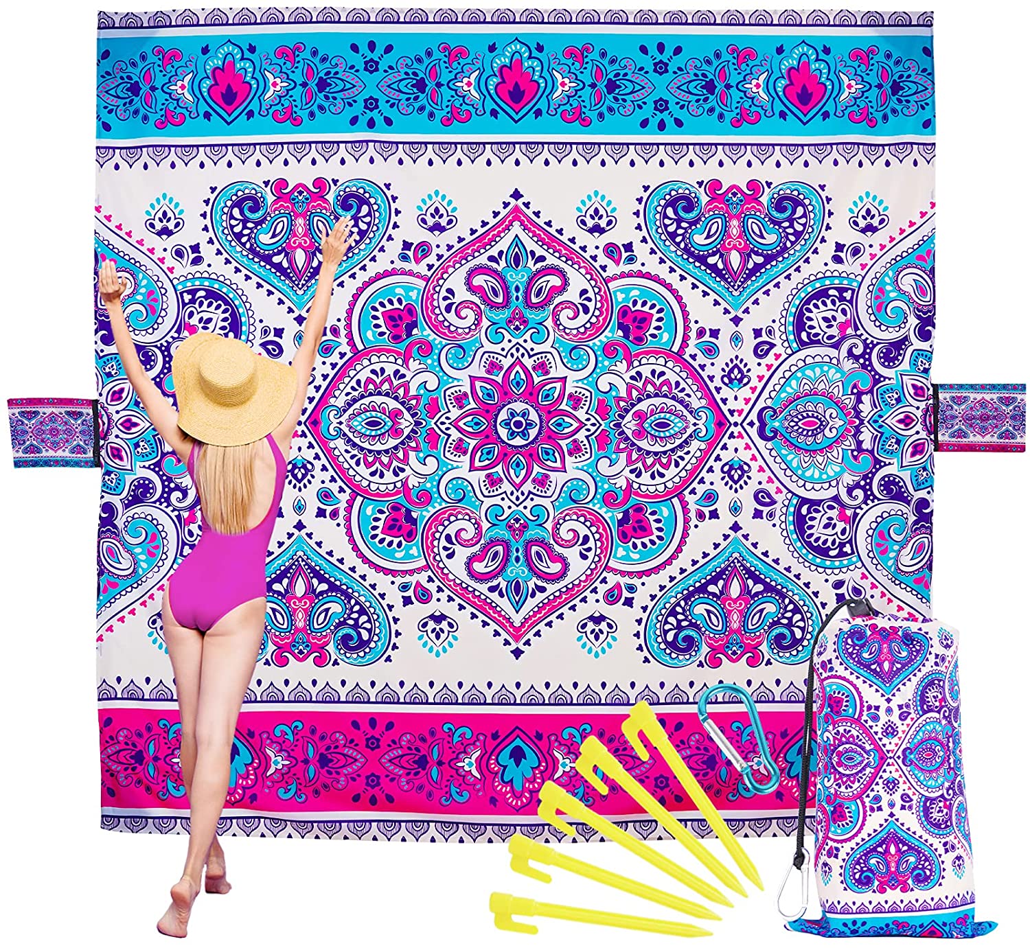 Custom Printed Waterproof Camping Blanket Picnic Mat Sand Free Beach Blanket