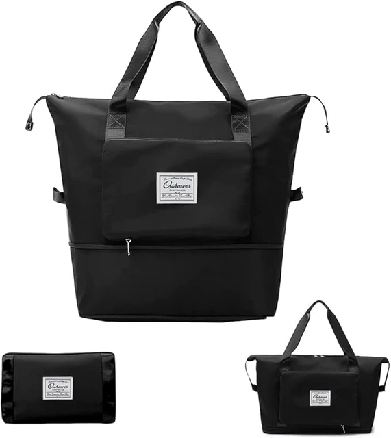 Large Capacity Foldable Travel Bag Expandable Portable Carry on Bag Dry&Wet Separation Sports Duffel Bags
