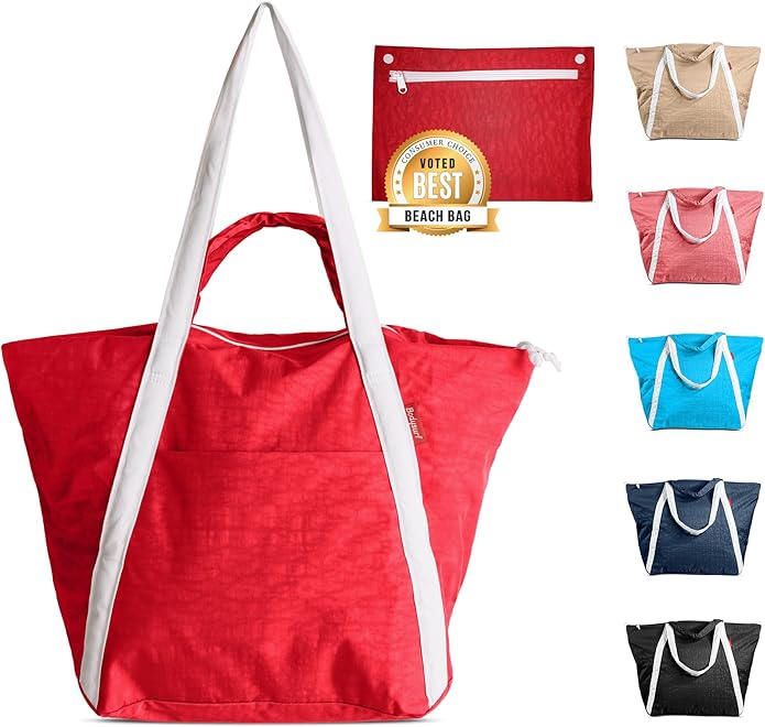 Beach Bags Waterproof Sandproof, Packable Beach Bag, Waterproof Beach bag, Beach Bag with Zipper, Beach Tote Bag