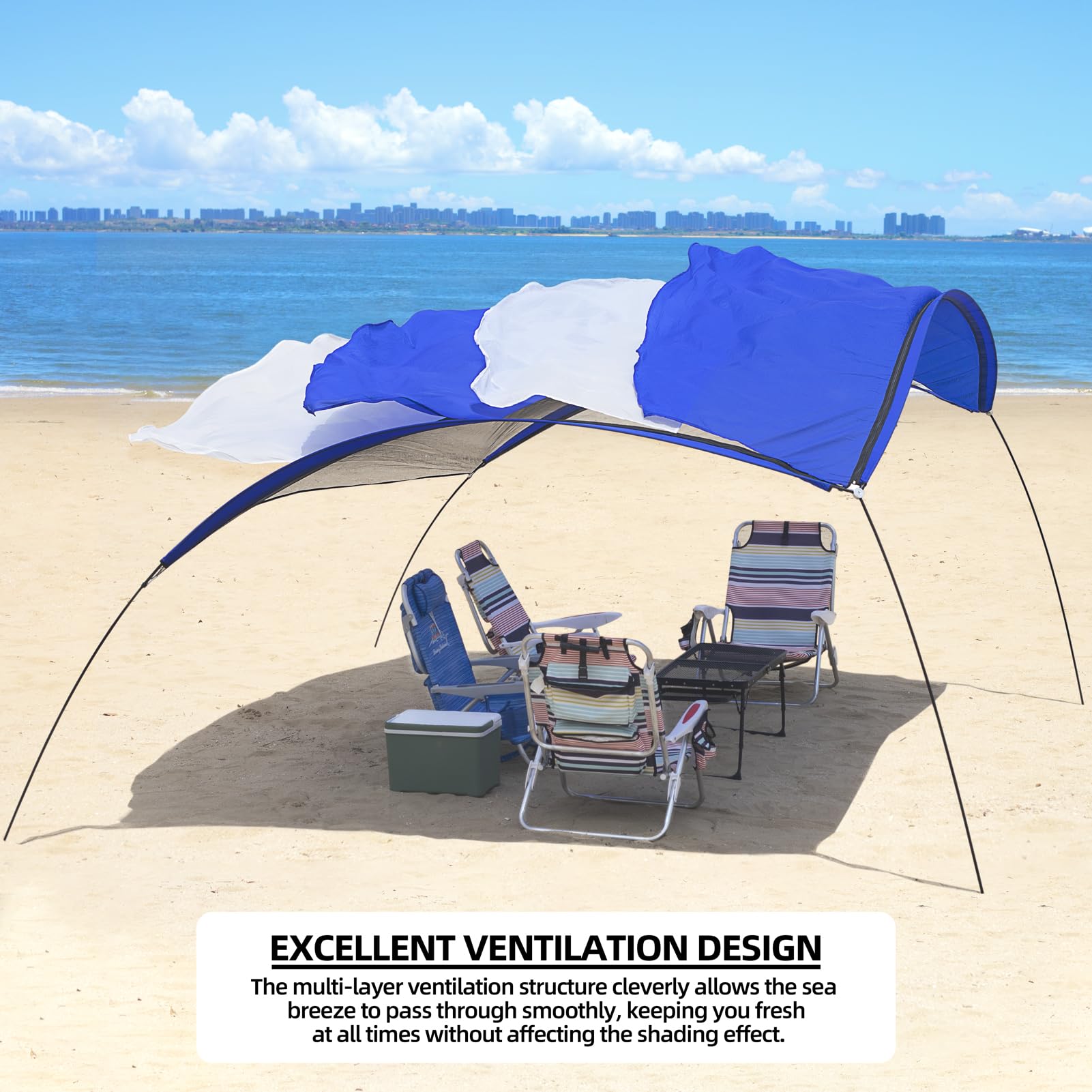 wholesale Sun Beach Shade Awning with Strong Wind Resistance, No Wind Stability Beach tent 
