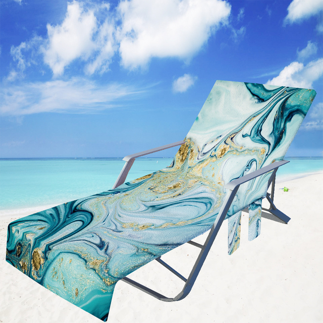 Lounge Chair Towel Cover Beach Chair Covers with 3 Pockets for Trips Beach Pool Garden Sunbathing Courtyard