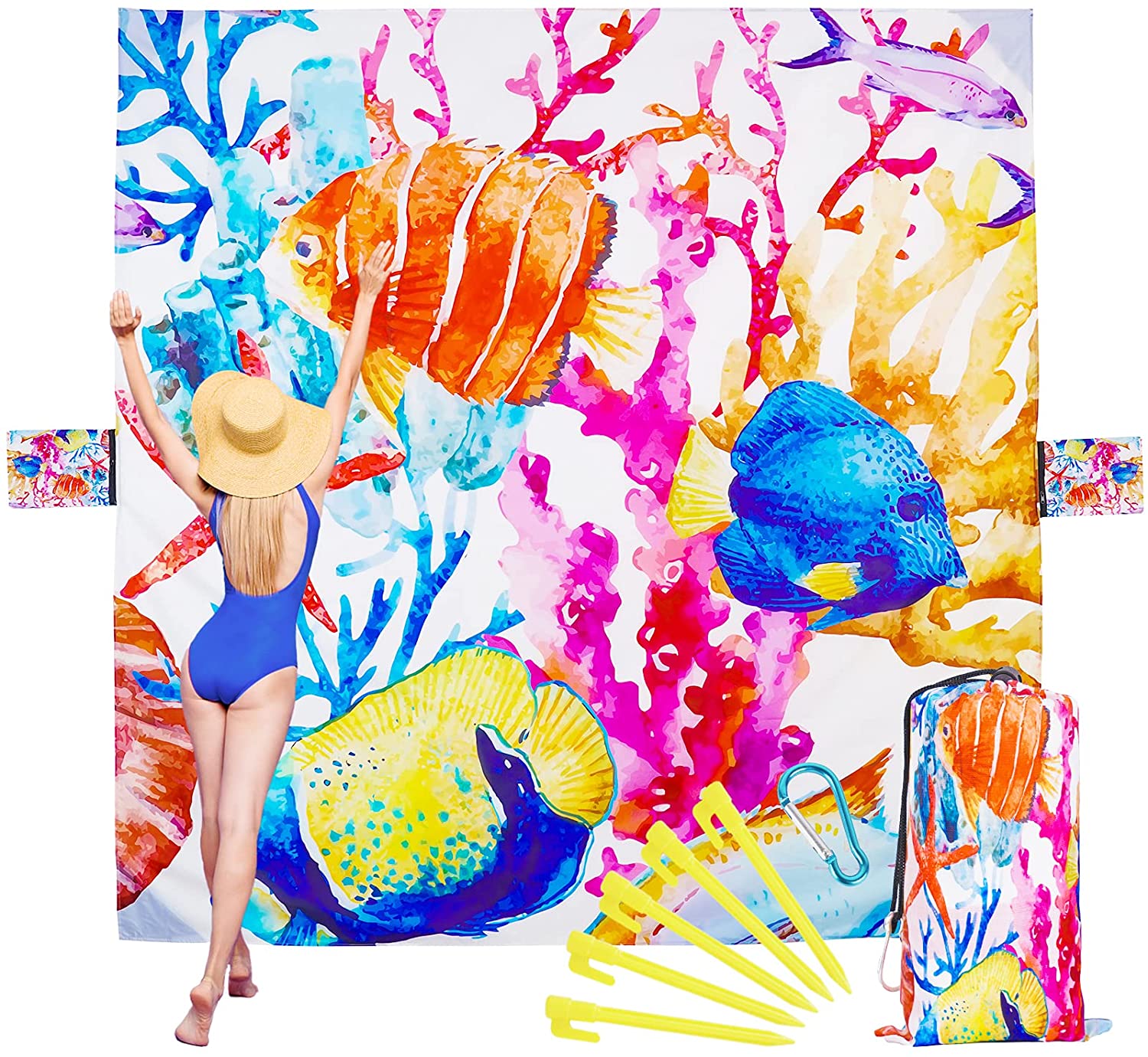 Custom Print Sand Free Beach Blanket Waterproof Beach Mat Portable Camping Mat