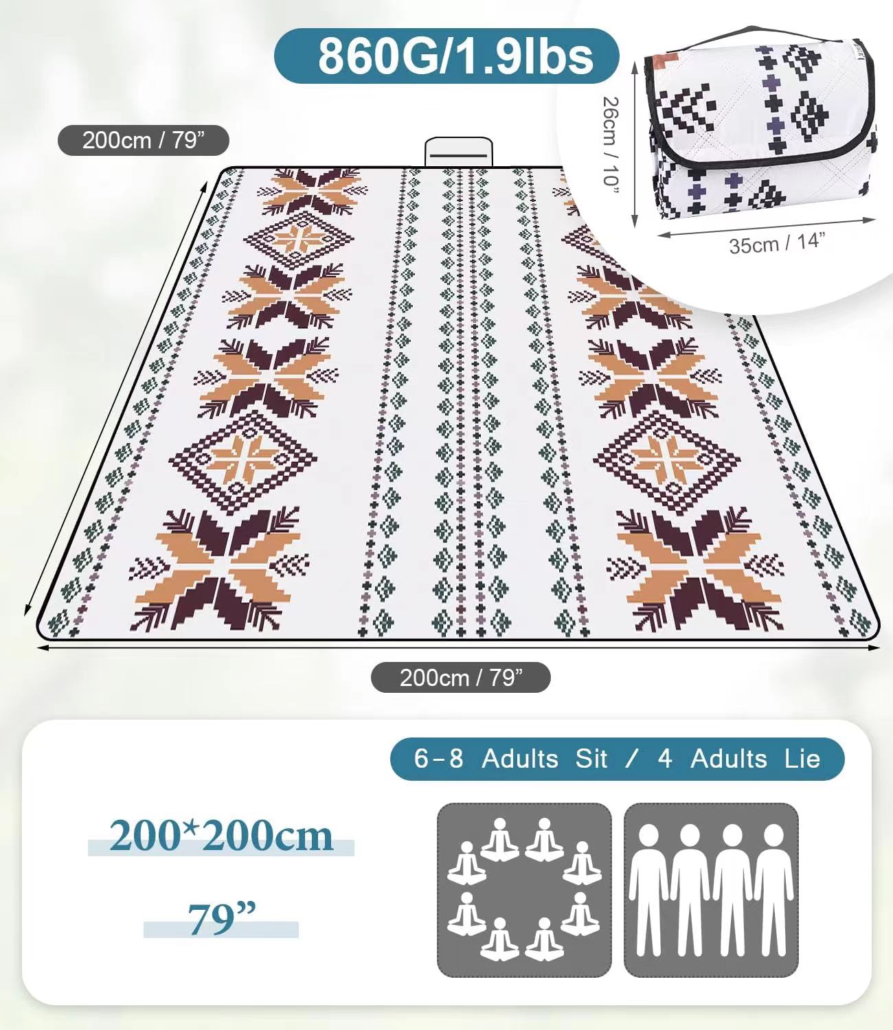  Picnic rug large fashion Washable Weather Resistant Outdoor Eco-Friendly Luxury: Sustainable Picnic Mats