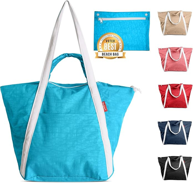 Beach Bags Waterproof Sandproof, Packable Beach Bag, Waterproof Beach bag, Beach Bag with Zipper, Beach Tote Bag