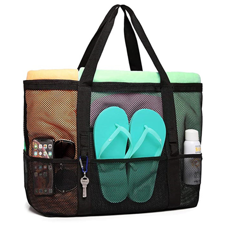 Mesh Beach Bag - Large Beach Tote Bag for Family Beach Bag for Toys & Vacation Essentials