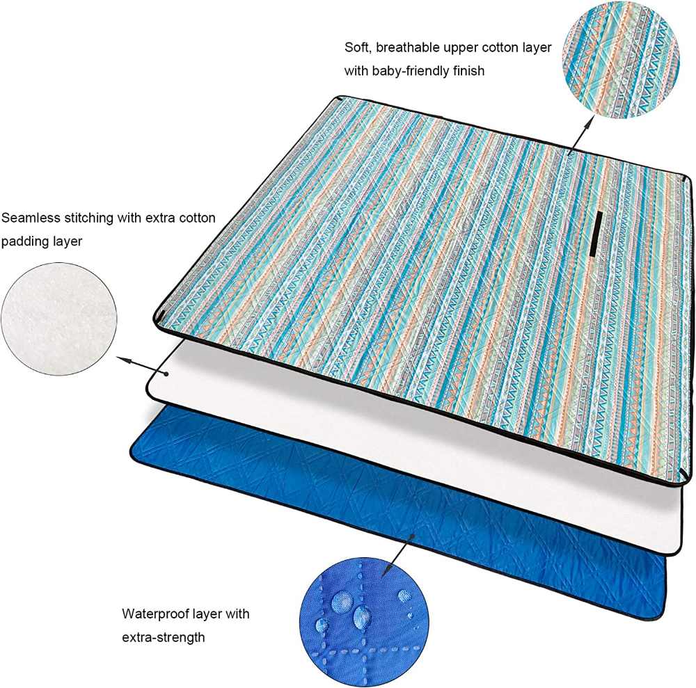 Wholesale waterproof Beach Blanket Rug Handy pinic Mat