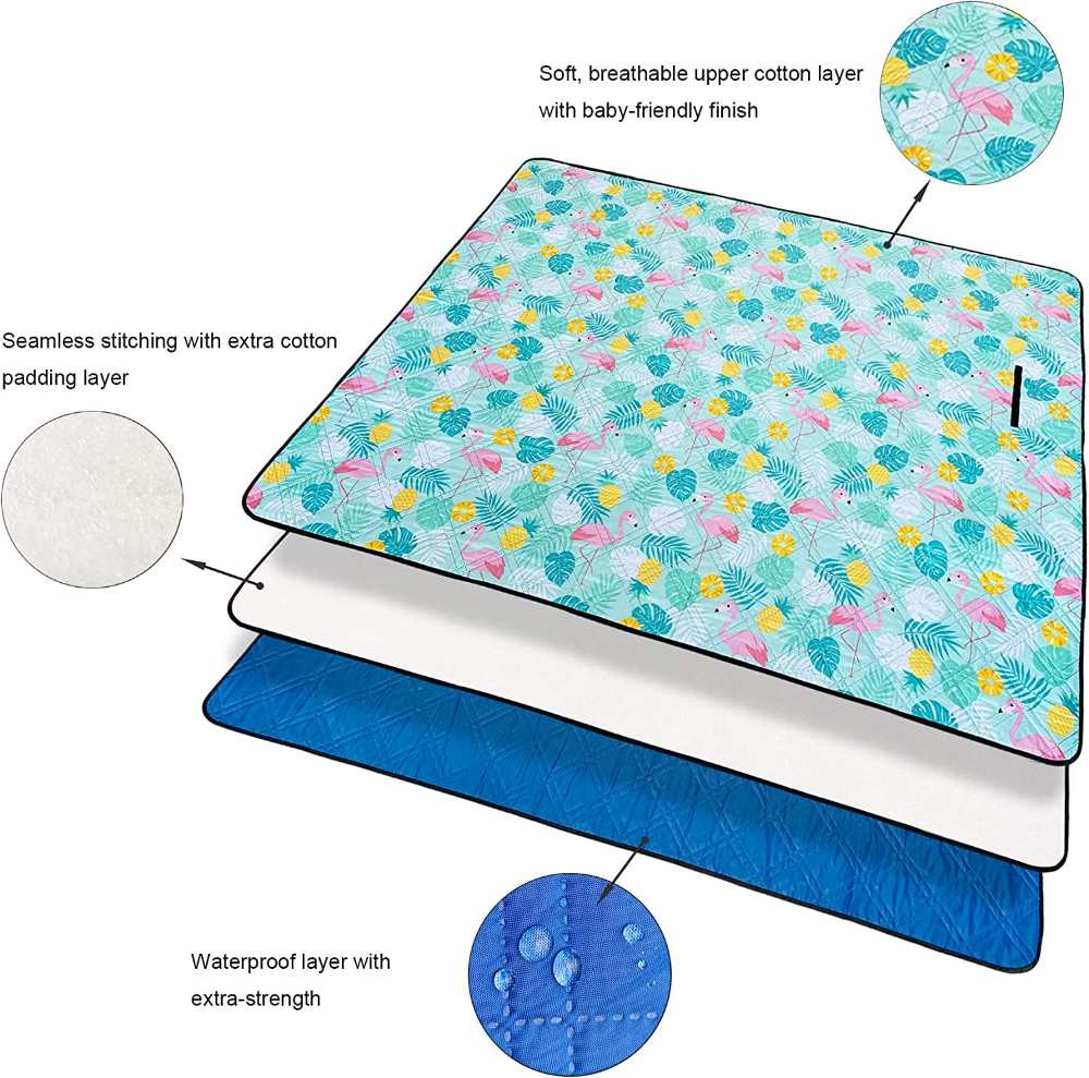 Portable Sand Free Reversive Use Picnic Blanket Waterproof Beach Mat Camping Custom Durable Sand Proof picnic Blanket