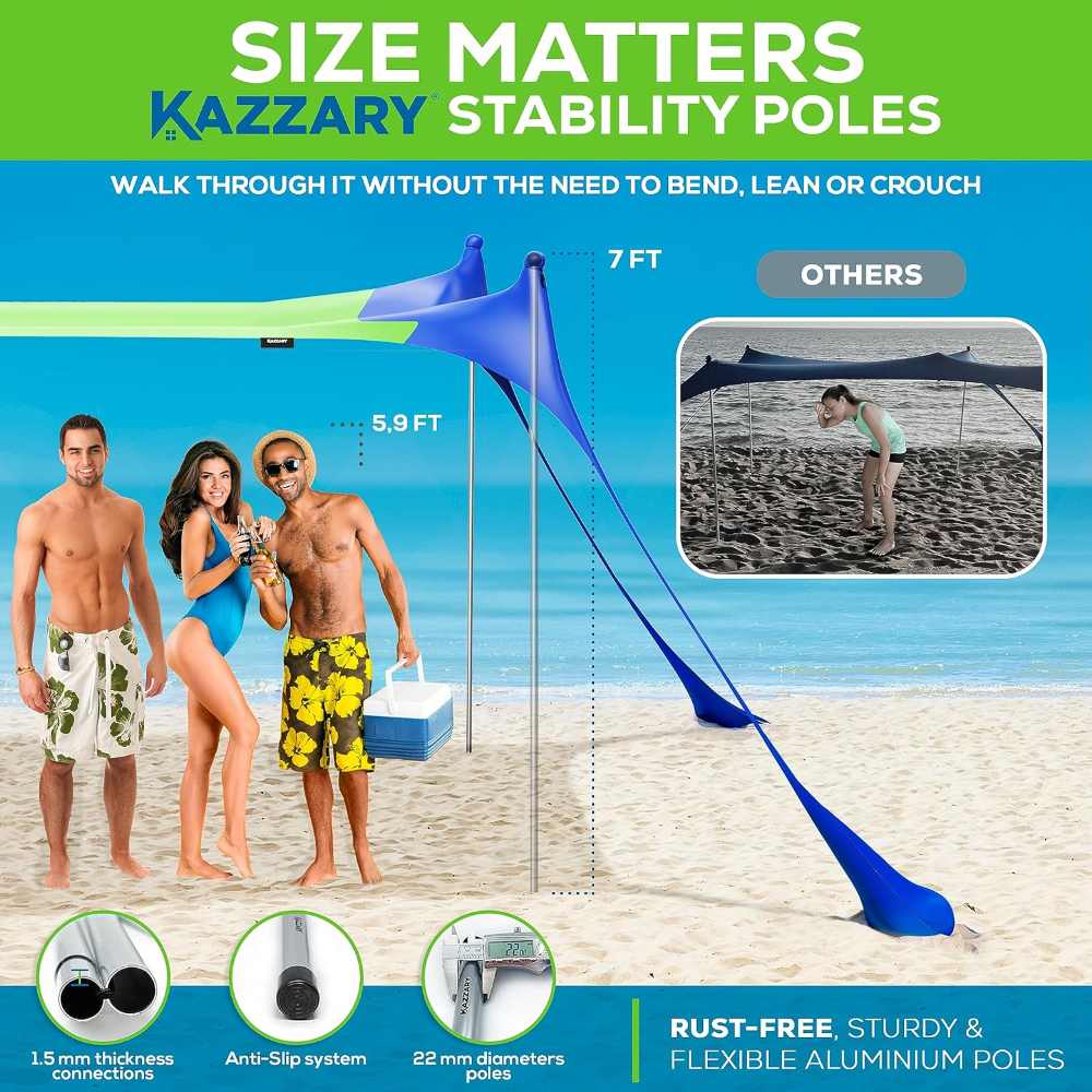 Portable Lightweight Outdoor Family Sunshade Beach Tent Sun Shelter UPF50+ Windproof Pop Up Canopy Shade Beach Tent