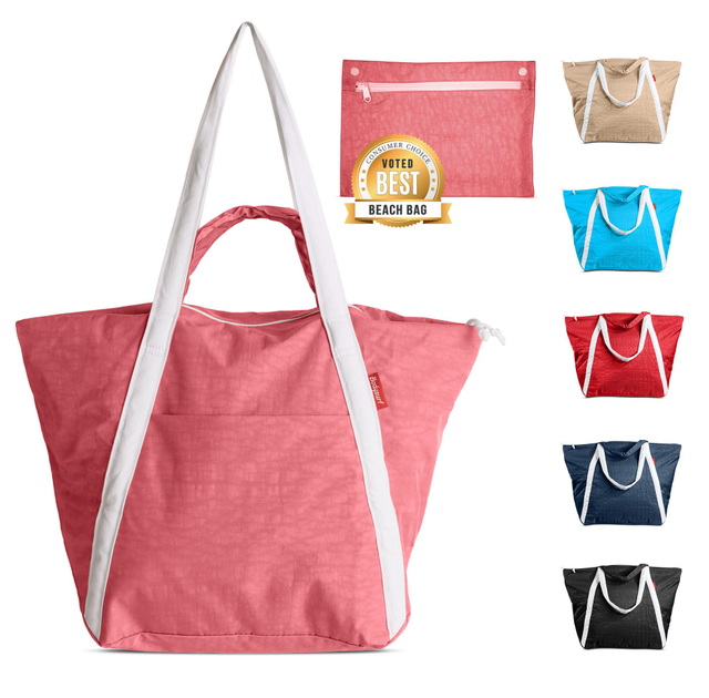 Beach Bags Waterproof Sandproof, Packable Beach Bag, Waterproof Beach bag, Beach Bag with Zipper, Beach Tote Bag