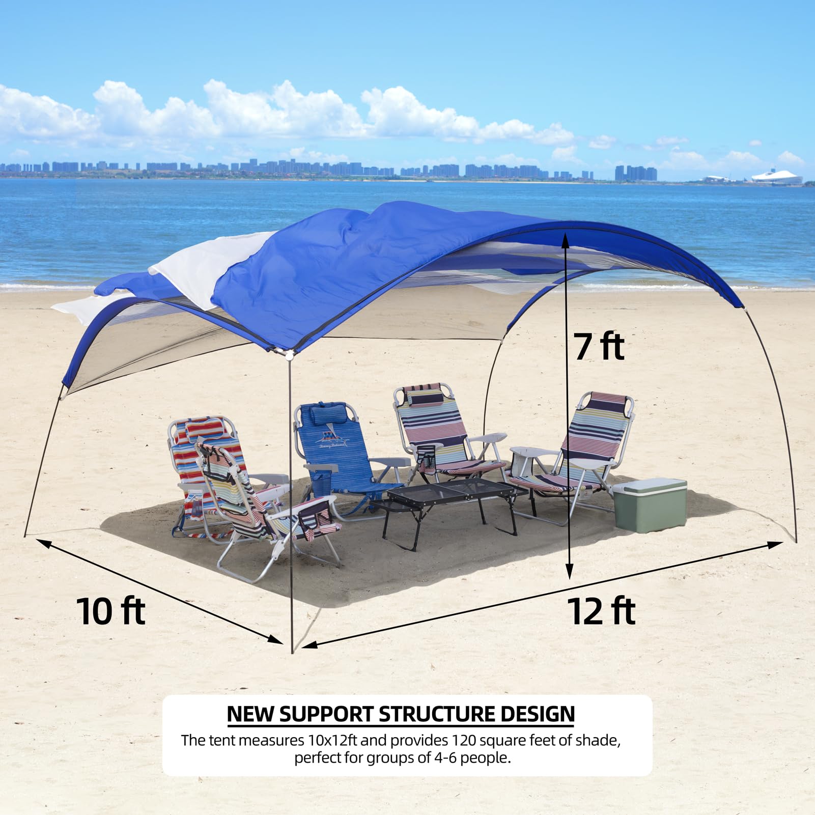 beach tent size