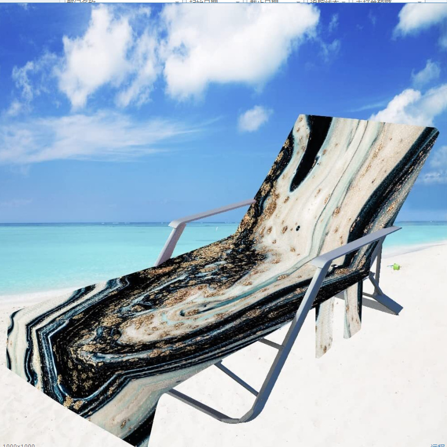Lounge Chair Towel Cover Beach Chair Covers with 3 Pockets for Trips Beach Pool Garden Sunbathing Courtyard