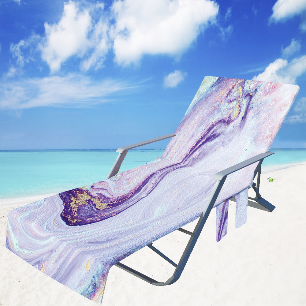Lounge Chair Towel Cover Beach Chair Covers with 3 Pockets for Trips Beach Pool Garden Sunbathing Courtyard