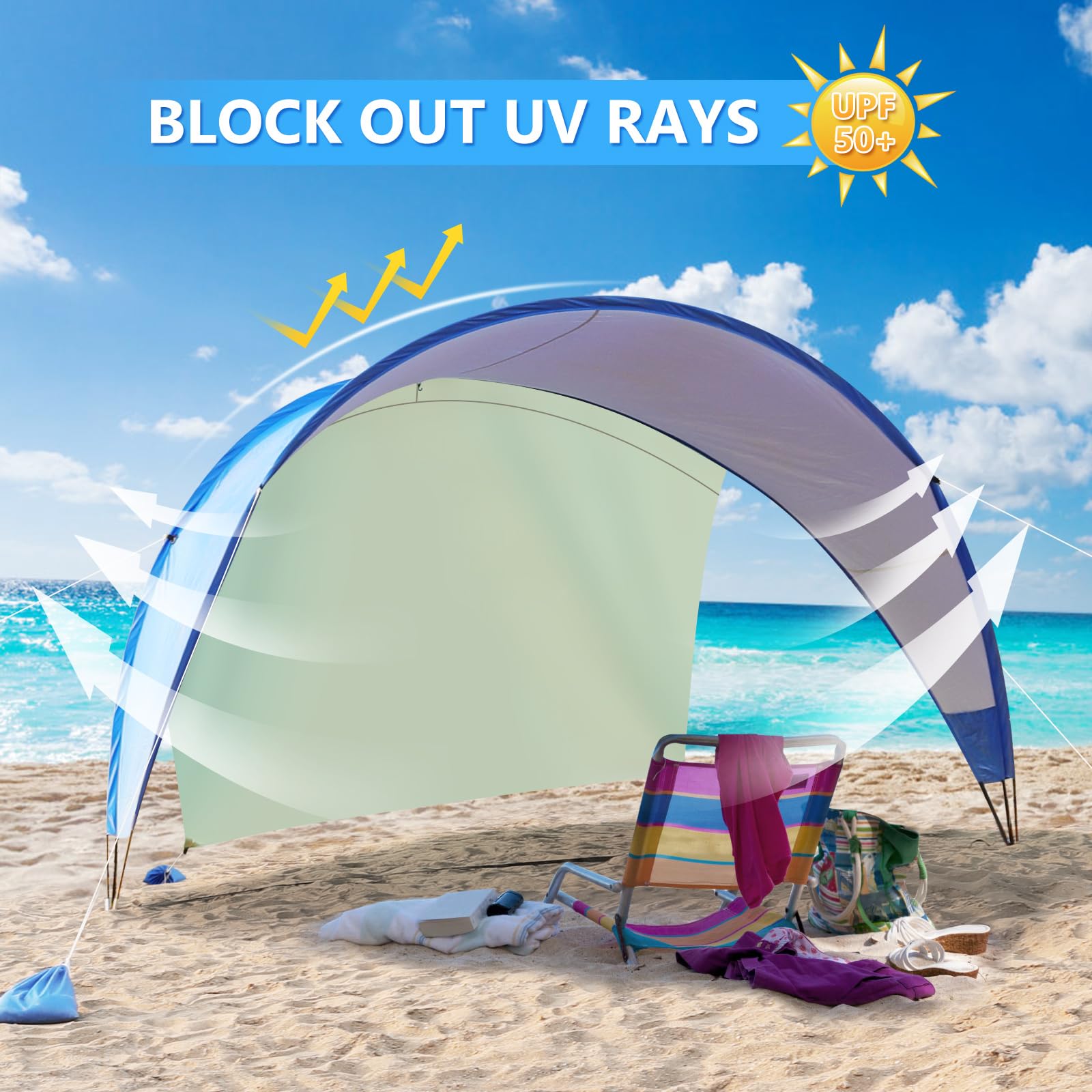 Beach Shelter: Sunshade and UV Protection for a Relaxing Vacation Beach Tent Canopy