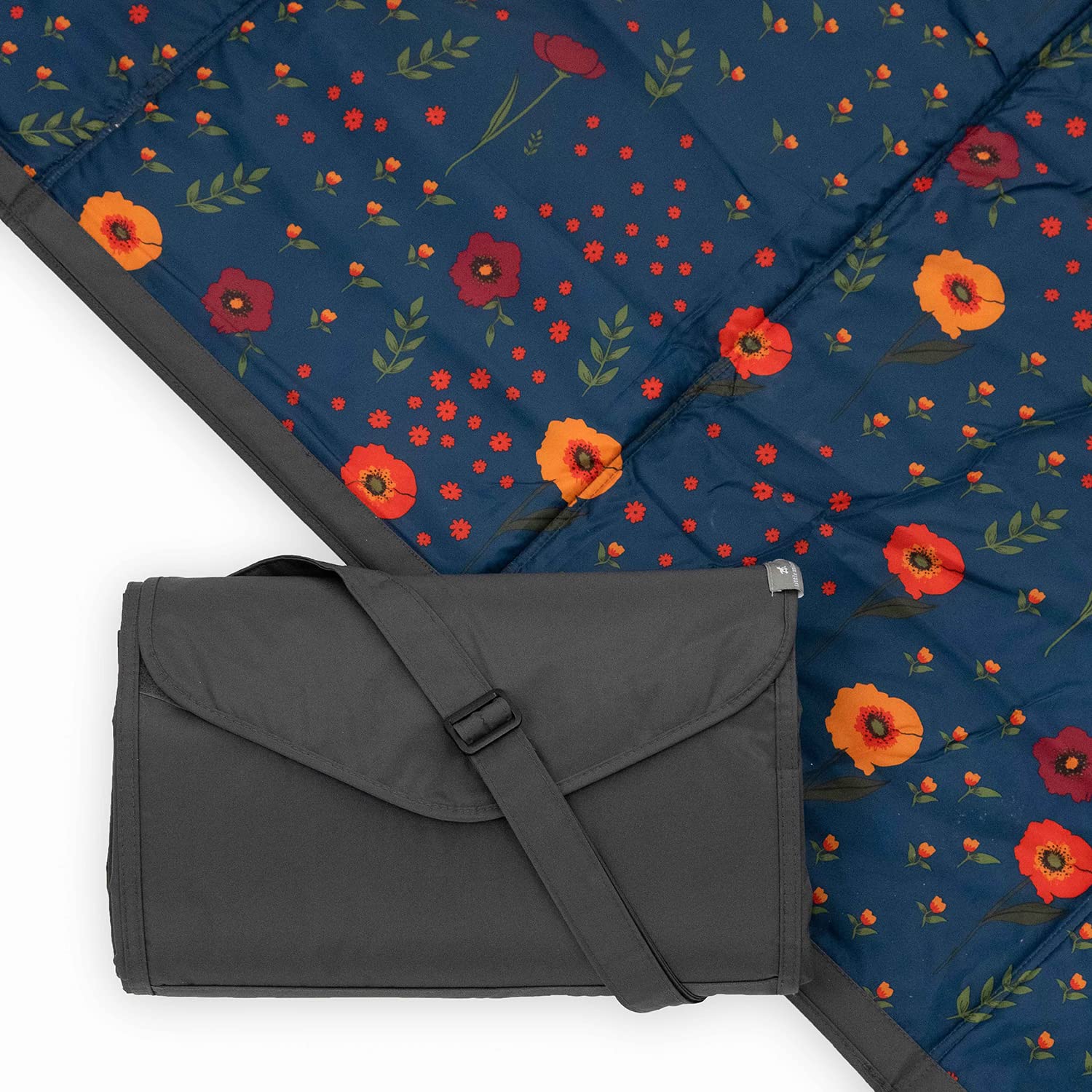 Premium reversible outdoor camping mat folded and unfolded for family use