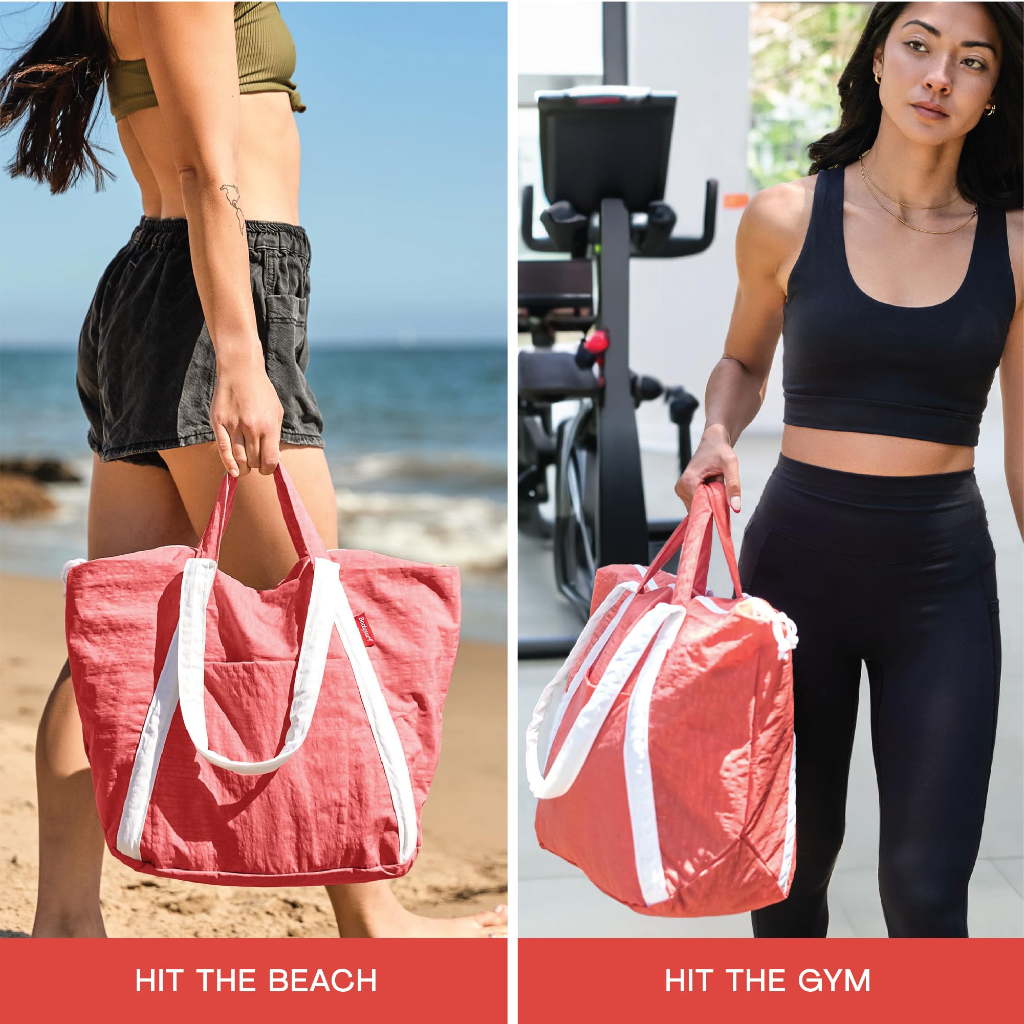 Tip-proof wide bottom design of the foldable beach bag