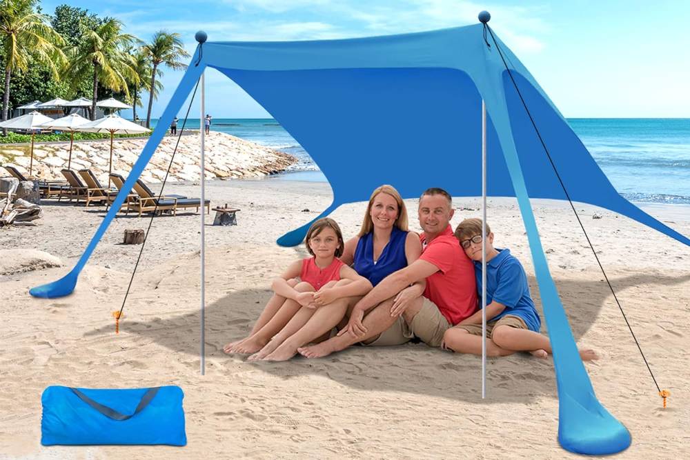 UPF 50+ UV blocking and water-repellent fabric coating details