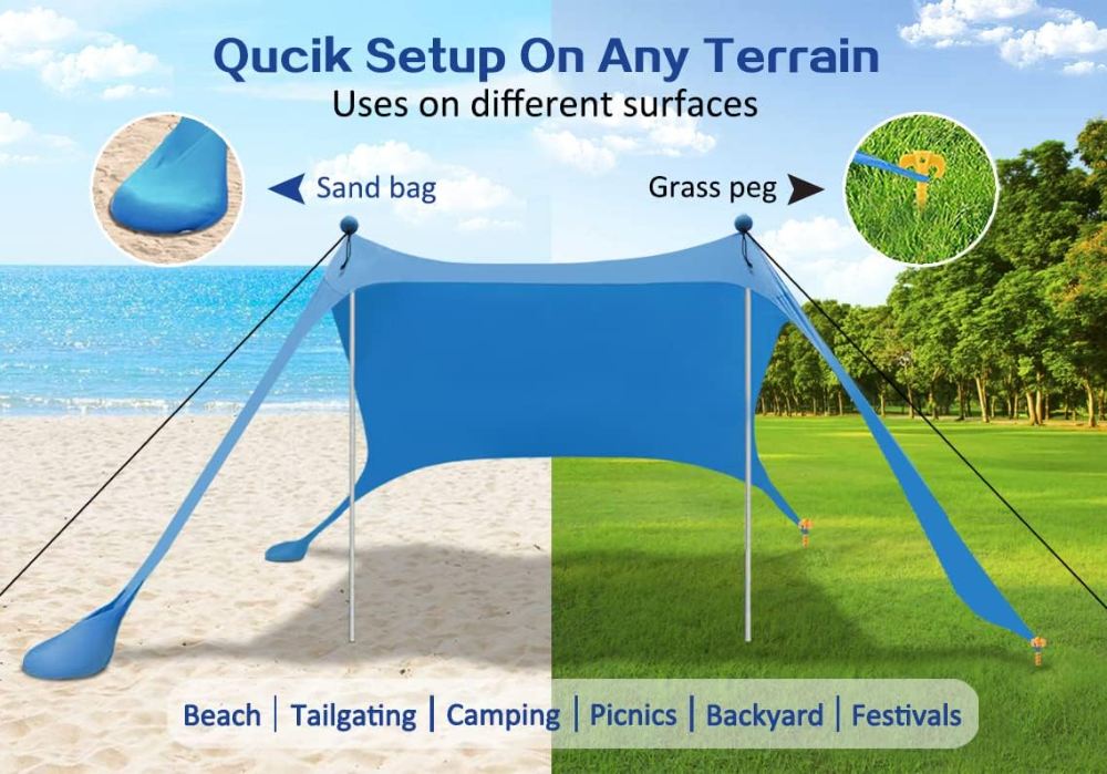 Versatile beach tent deployed at a commercial outdoor music festival