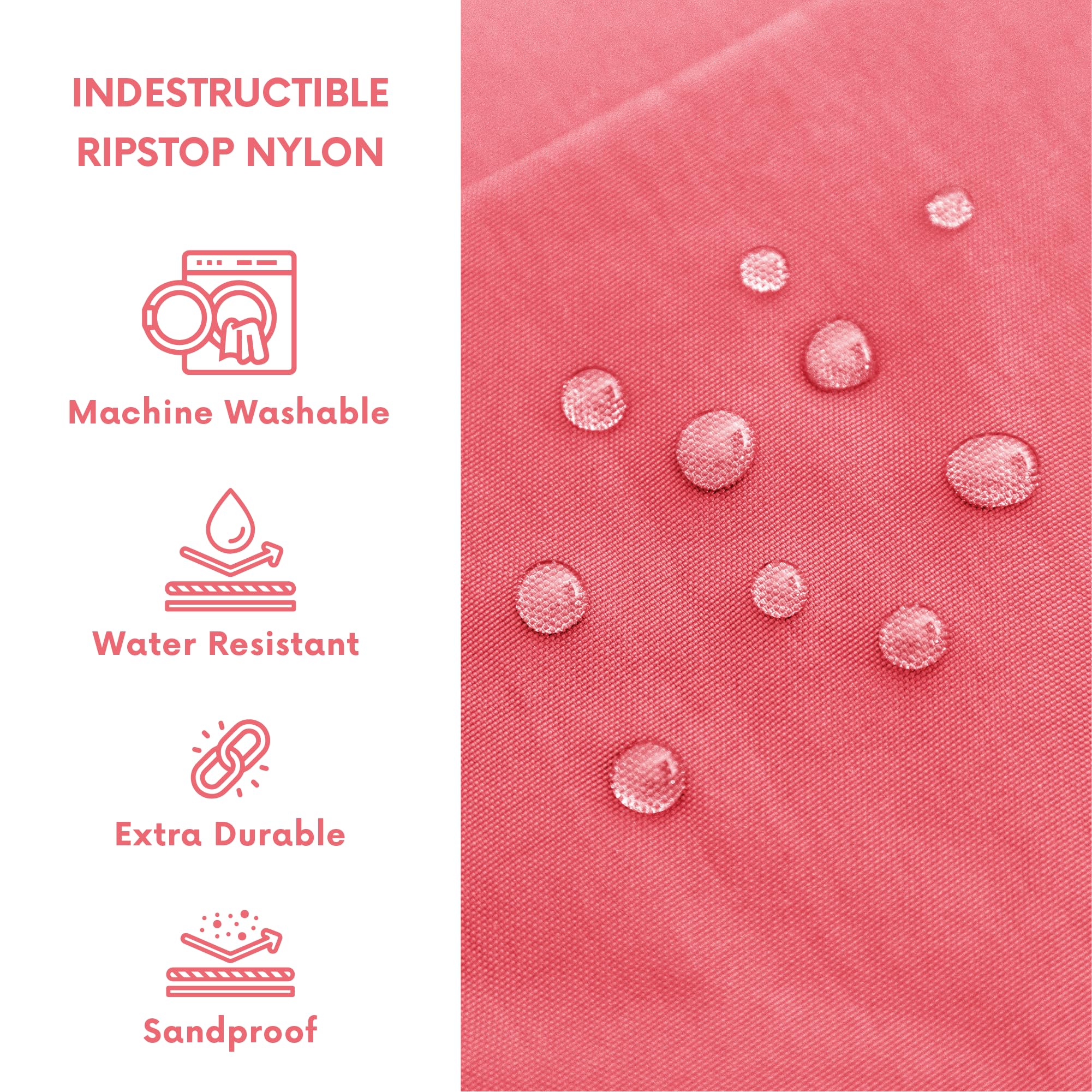 Recycled heavy-duty ripstop nylon material details of the beach bag